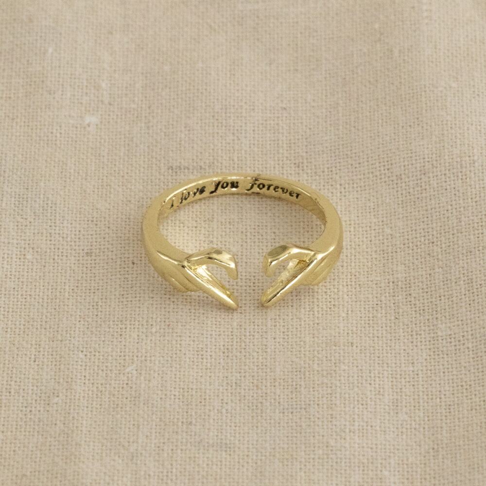 Y2K Vintage Gold Hand Heart Ring – Adjustable Size, Unisex, Brand New